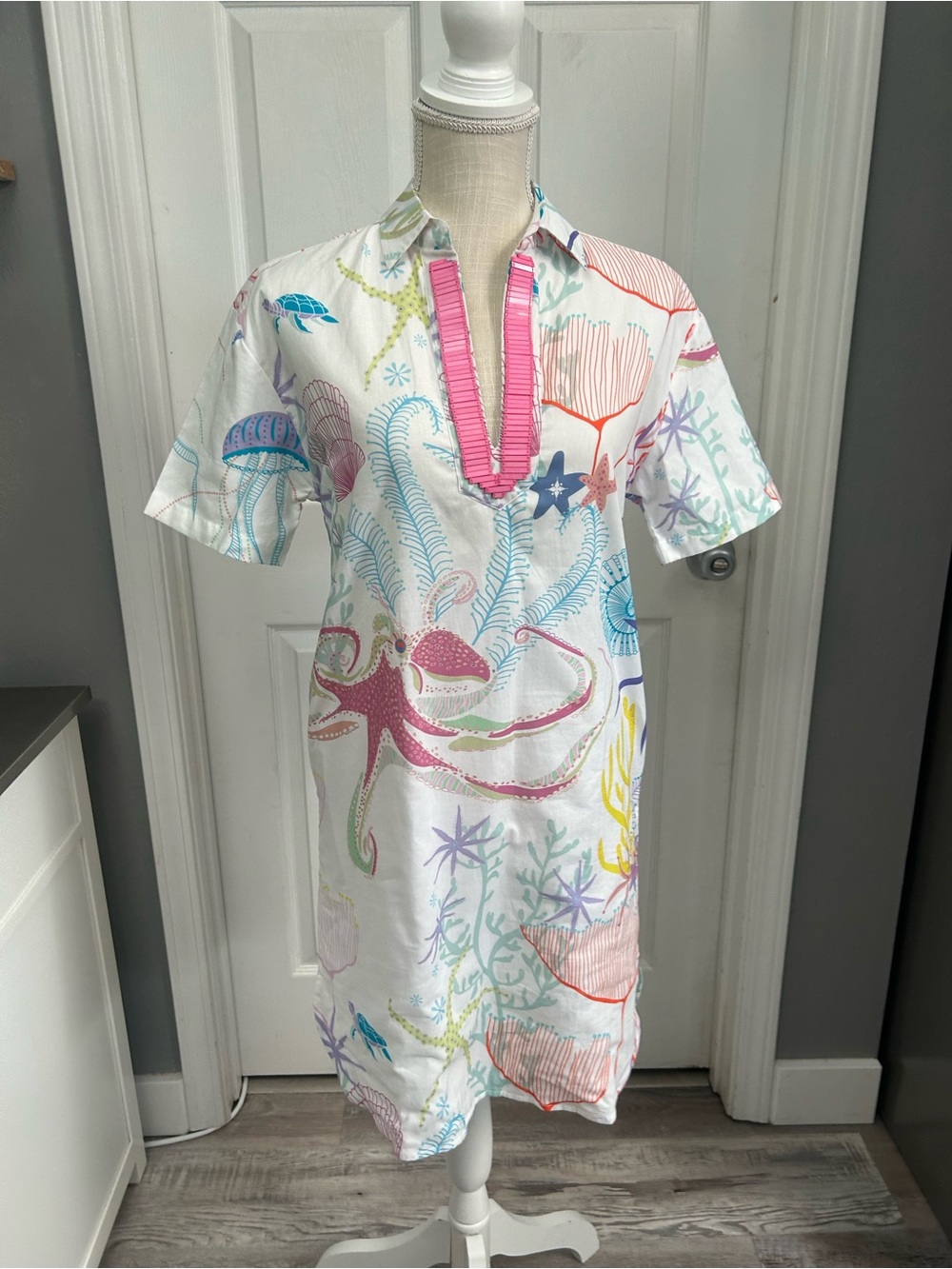 NWT Sheridan French Under-The-Sea Coral Tunic Dress Sz XS